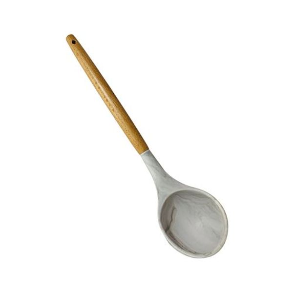Cucharón de silicona y mango de madera