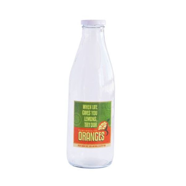Botella de vidrio con logo vintange 