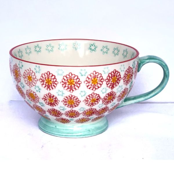 Taza tipo mug flores rojas