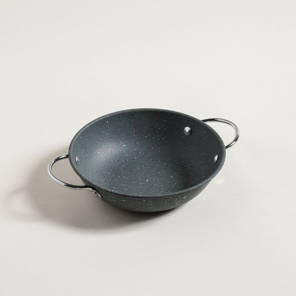 Mini wok gray granite con manijas de acero 18 cm