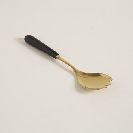 Tenedor para ensalada dorado mango color negro